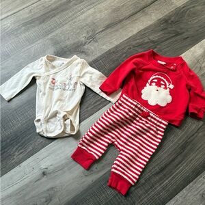 Red and White Santa Baby Outfit and Winnie the Pooh Onesie